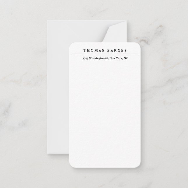 Classical White Minimalist Plain Elegant Note Card (Front)