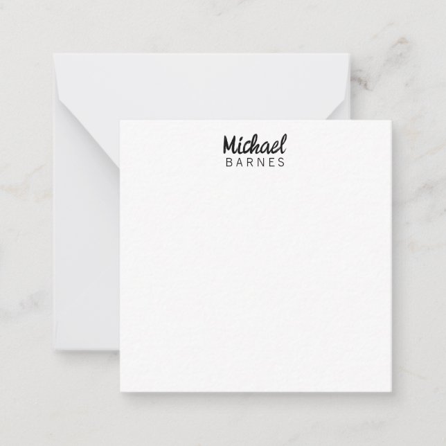 Classical White Minimalist Plain Elegant Note Card (Front)