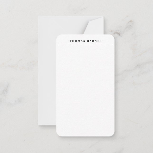Classical White Minimalist Plain Elegant Note Card (Front)