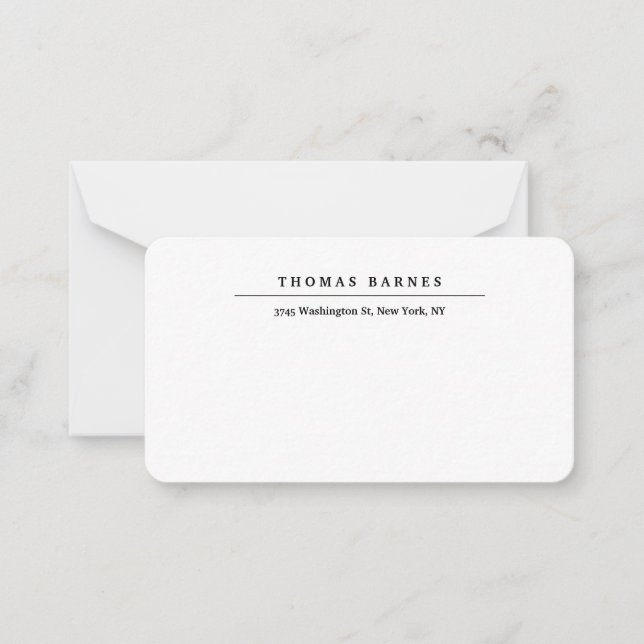 Classical White Minimalist Plain Elegant Note Card (Front)