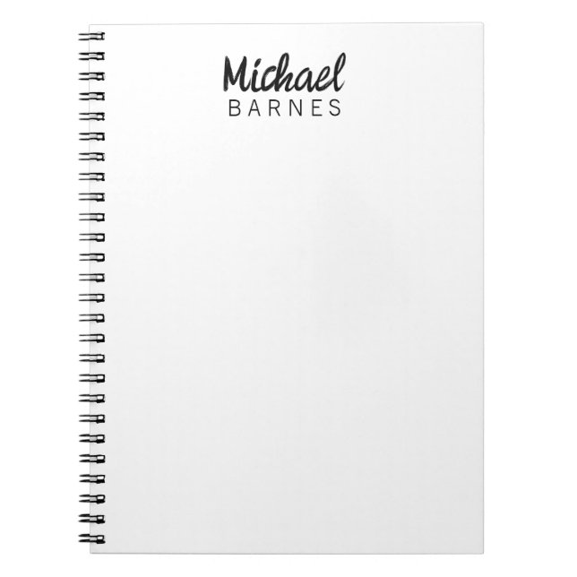 Classical White Minimalist Plain Elegant Notebook (Front)