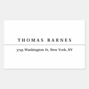 Classical White Minimalist Plain Elegant Rectangular Sticker