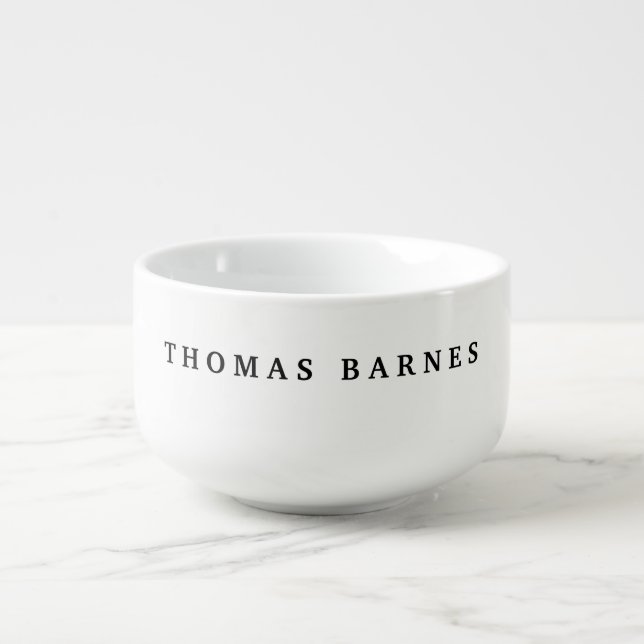 Classical White Minimalist Plain Elegant Soup Mug (Front)