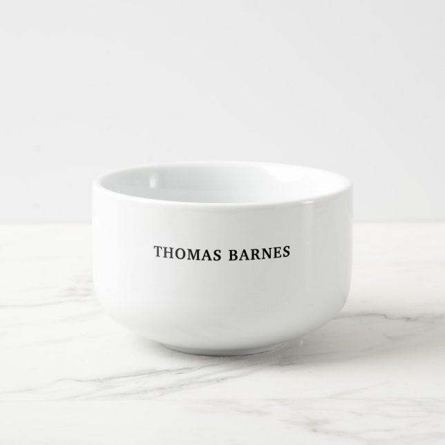 Classical White Minimalist Plain Elegant Soup Mug (Front)