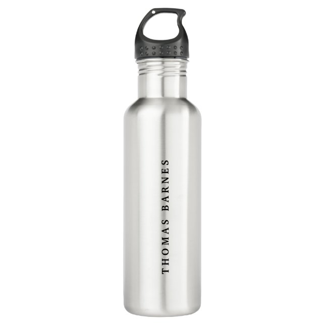 Classical White Minimalist Plain Elegant Stainless Steel Water Bottle (Front)