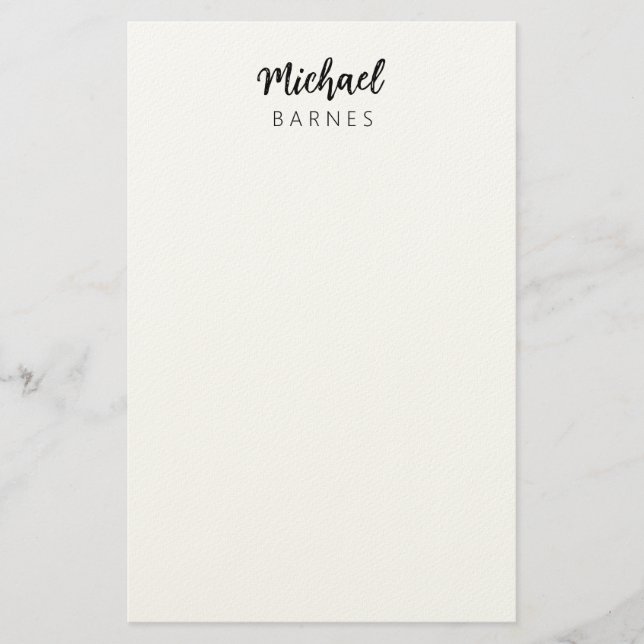 Classical White Minimalist Plain Elegant Stationery (Front)