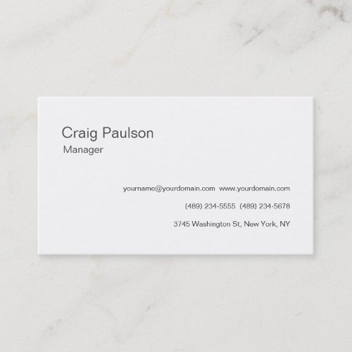 Classical White Stylish Manager Business Card