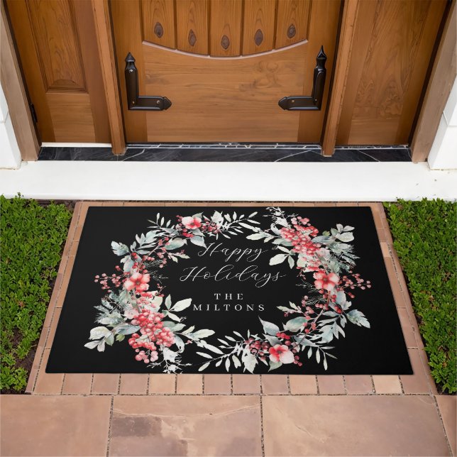 Classical Winter Holiday Berries Doormat (Outdoor)