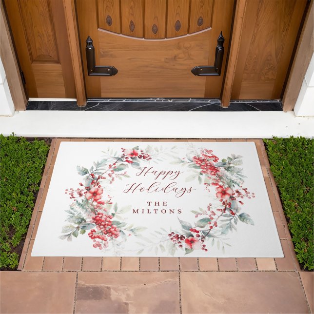 Classical Winter Holiday Berries Doormat (Outdoor)