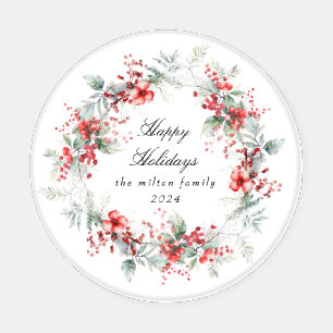 Classical Winter Holiday Berries Paper Coaster Set
