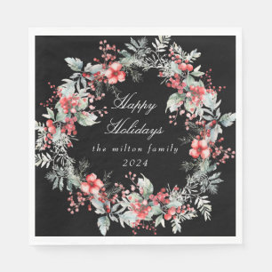 Classical Winter Holiday Berries Paper  Napkins
