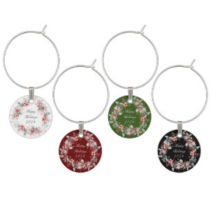 Classical Winter Holiday Berries Paper Wine Charm