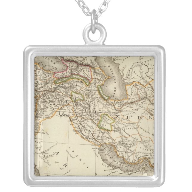 Classical World Eastern Hemisphere Map Silver Plated Necklace (Front)