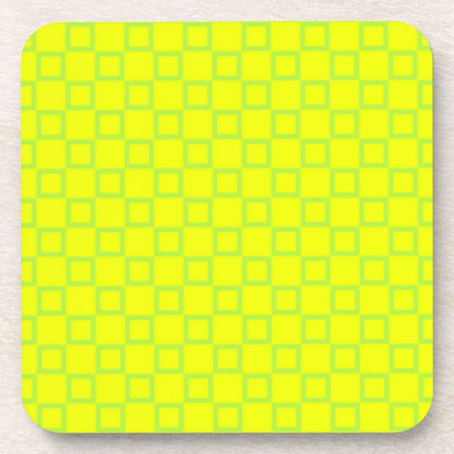 Classical yellow and mint green Cork Coaster (Front)