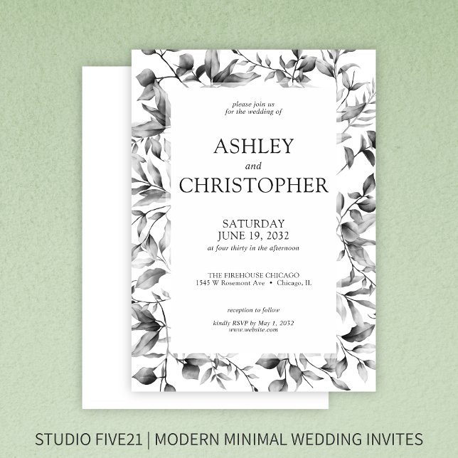 Classically Elegant Rustic Floral Border Wedding Invitation (Creator Uploaded)