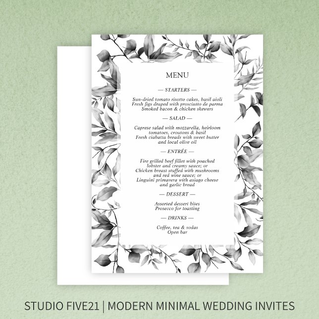 Classically Elegant Rustic Floral Border Wedding Menu (Creator Uploaded)