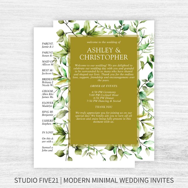 Classically Elegant Rustic Floral Border Wedding Program (Creator Uploaded)