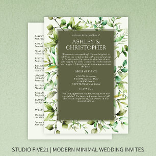 Classically Elegant Rustic Floral Border Wedding Program