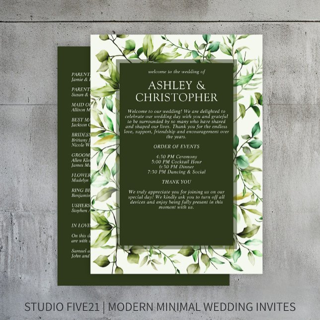 Classically Elegant Rustic Floral Border Wedding Program (Creator Uploaded)