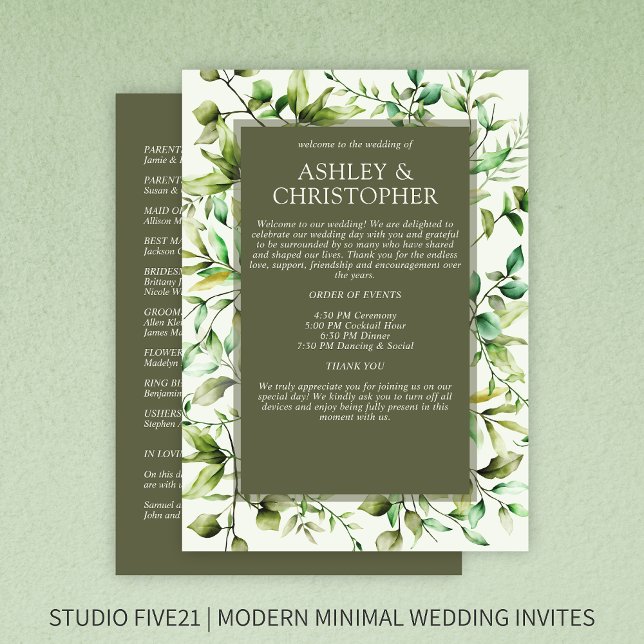 Classically Elegant Rustic Floral Border Wedding Program (Creator Uploaded)