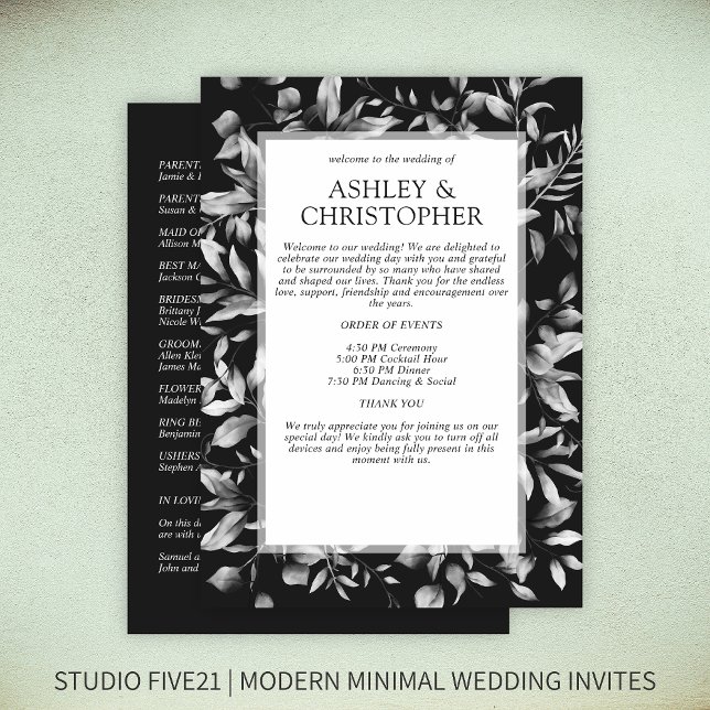 Classically Elegant Rustic Floral Border Wedding Program (Creator Uploaded)