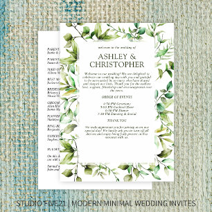 Classically Elegant Rustic Floral Border Wedding Program