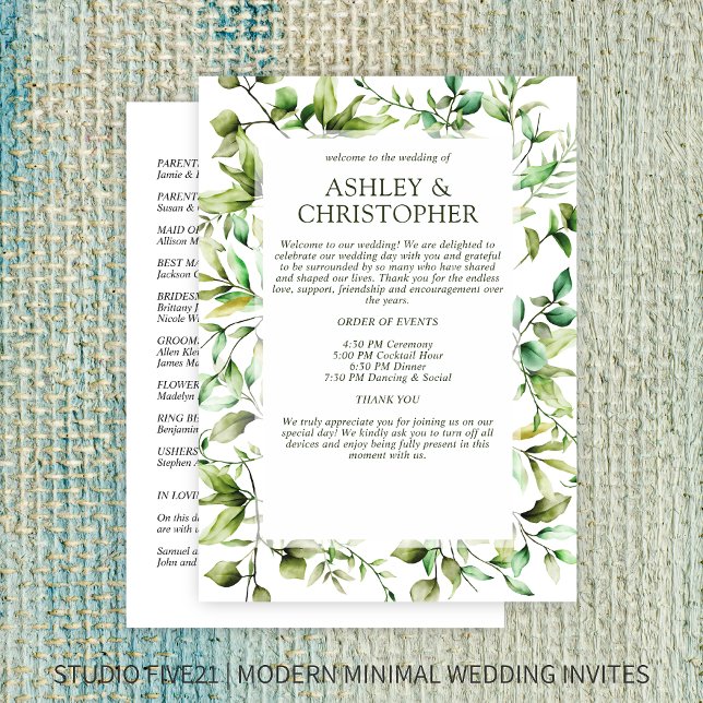 Classically Elegant Rustic Floral Border Wedding Program (Creator Uploaded)