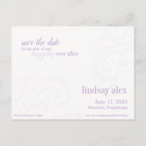 Classically Elegant Save_the_Date Card Lavender Announcement Postcard
