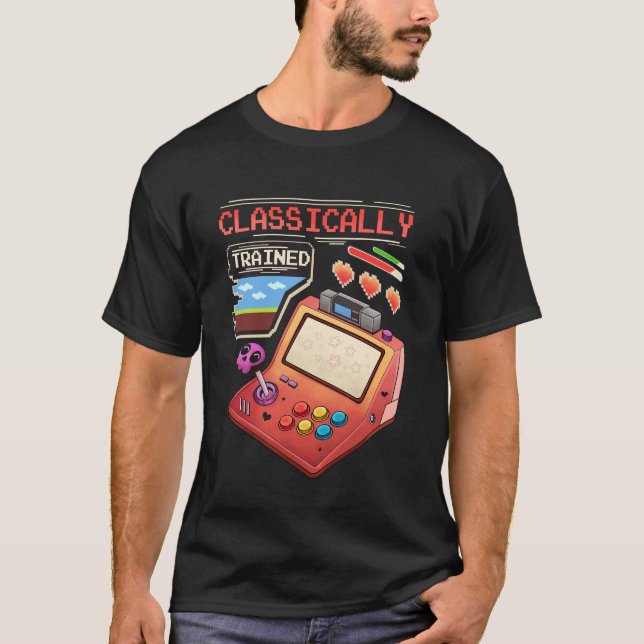 Classically Trained Retro Arcade Gamer Pixel Art T-Shirt (Front)