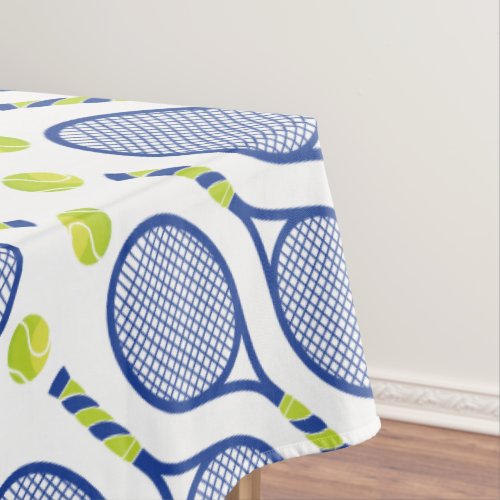 Classicblue green white tennis pattern  tablecloth
