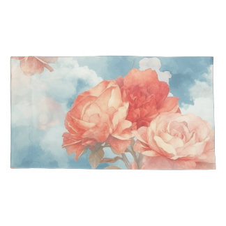 Classics - Angelic Pink and Red Roses in soft clou Pillow Case