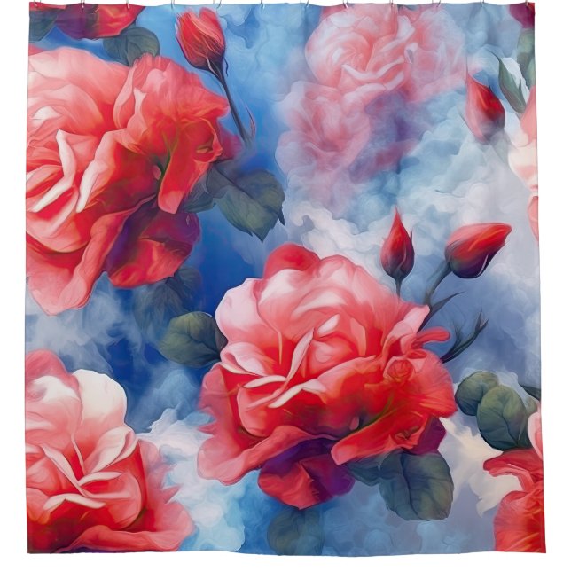 Classics - Divine Memories Pink & Red Roses Shower Curtain (Front)