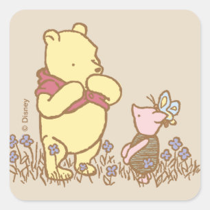 ClassicWinnie the Pooh Pooh and Piglet in Field Square Sticker