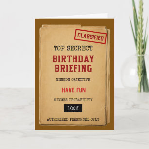 Classified Birthday Briefing Funny Birthday Card