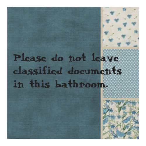 Classified Documents in Bathroom Wrapped Canvas