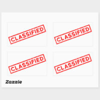 Classified Red Rubber Stamp Rectangular Sticker