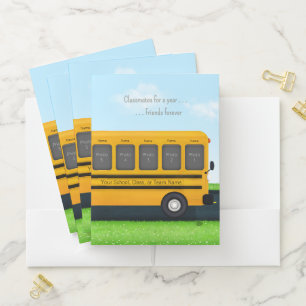 Classmates & Friends Custom 10 Photo School Bus Pocket Folder
