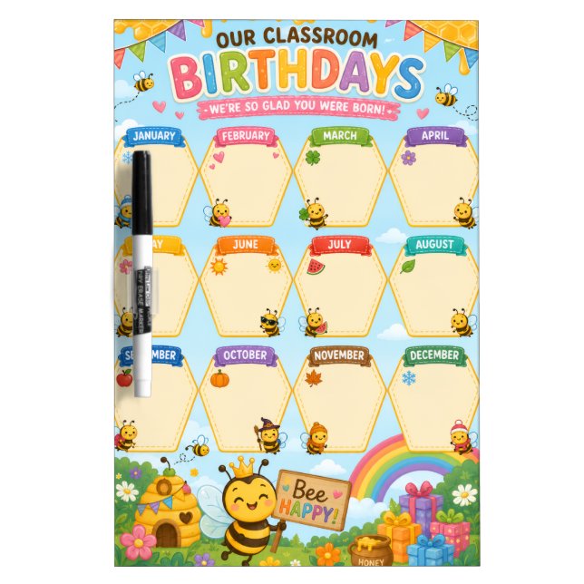 Classroom Birthday Display Dry Erase Board (Front)