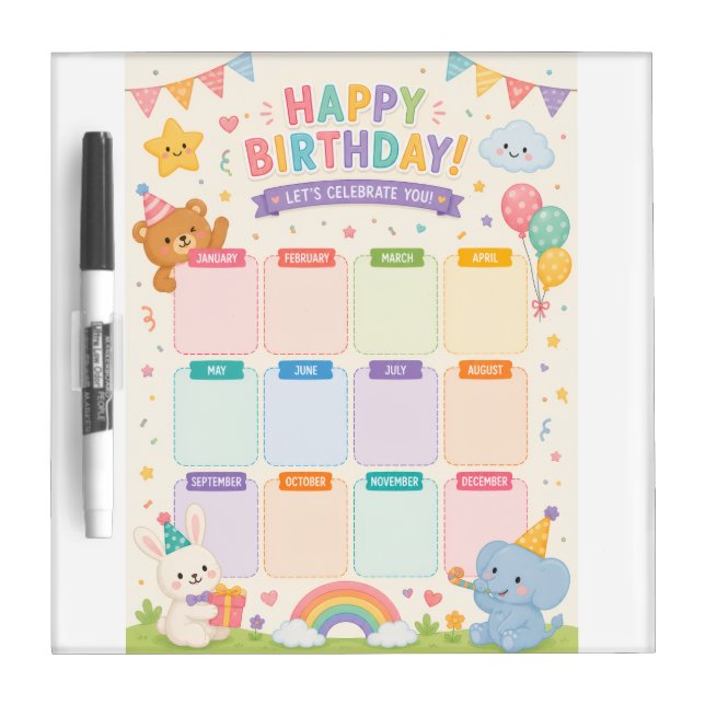 Classroom Birthday Display Dry Erase Board (Front)