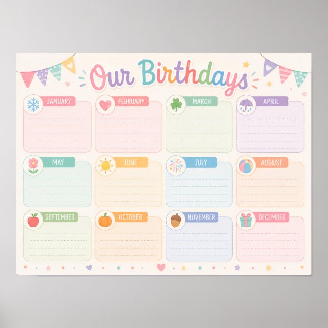 Classroom Birthday Display Poster (Front)