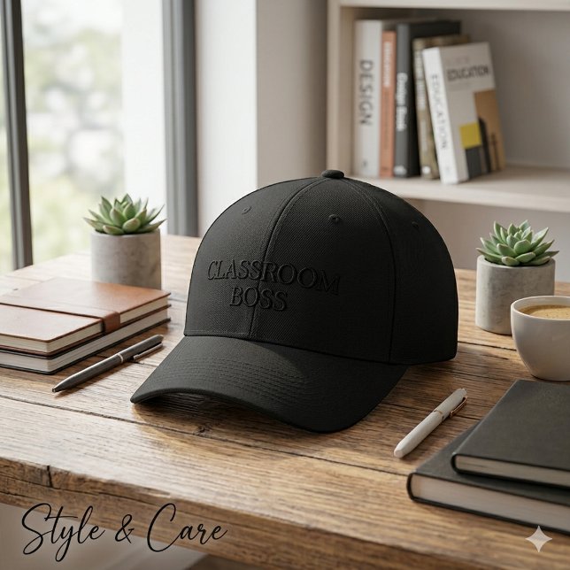 CLASSROOM BOSS Text Mark Clean Modern Design Embroidered Baseball Cap (CLASSROOM BOSS Text Mark Clean Modern Design Embroidered Baseball Cap)