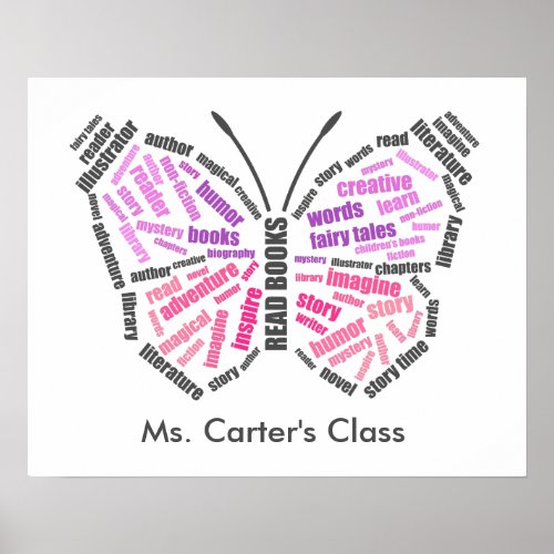 Classroom Butterfly Word Art Poster