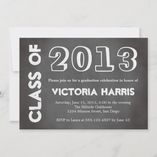 Classroom chalkboard student graduation stylish invitation