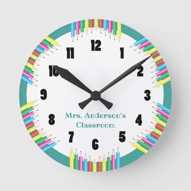 Classroom Clock Colored Pencils (Front)