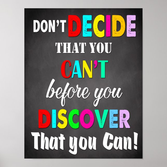 Classroom Decor, Classroom Quotes, Inspirational Poster (Front)