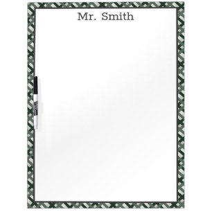 Classroom Dry Erase Board in Green and Grey