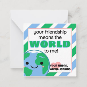 Classroom Earth World Valentine's Day Note Card