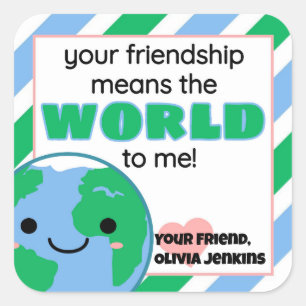 Classroom Earth World Valentine's Day Square Sticker