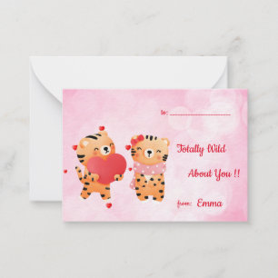 Classroom Funny Wild about you Tigers Valentine' Note Card