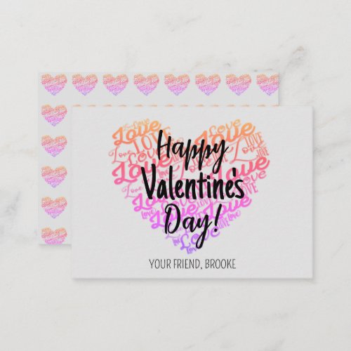 Classroom Happy Valentines Day Love Note Card